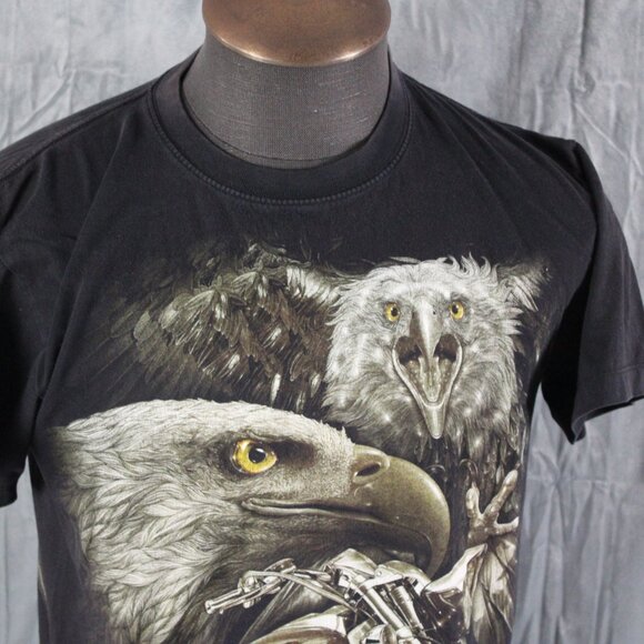 Vitnage Graphic T-shirt Bald Eagle Mortocycle Graphic Rock Chang - Men's Meidum - Picture 2 of 10